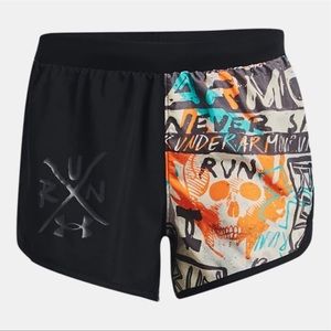 Under Armour Women's Graphic Running Shorts - Black and Orange